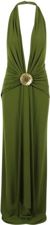 Cult Gaia Gowns, female, Green, Size: M Long dress with a deep sculptural neckline