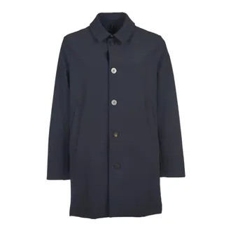 Roberto Ricci Design Single-Breasted Coats, male, Blue, Size: 2XL Blue Trench Coat with Waterproof and Breathable Fabric