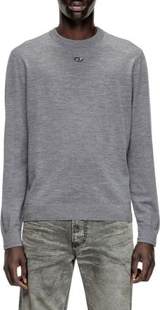 Diesel k-valiam Cutout Logo Wool Sweater in Melange Grey at Nordstrom, Size X-Large