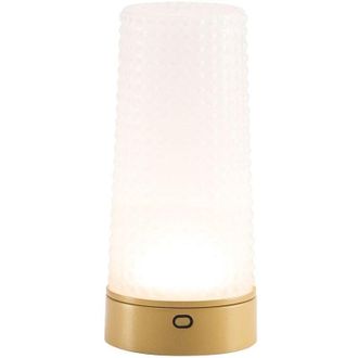 Zafferano Soffio - Lampada da Tavolo led Ricaricabile IP65, Touch Dimmer, Senza Fili, 10h Autonomia - Oro Opaco e Vetro Soffiato Sabbiato - Zafferano