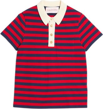 Valentino Garavani Gestreept poloshirt - Heren - Polos - Veelkleurig - S - Katoen - Tops