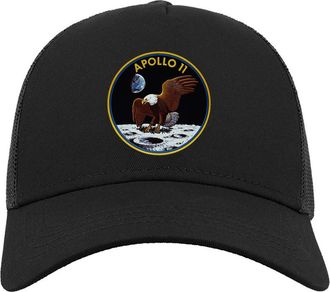 Generic Apollo 11 American Bald Eagle Moon Mission Half Mesh Cotton Trucker Cap Baseball Hat Black