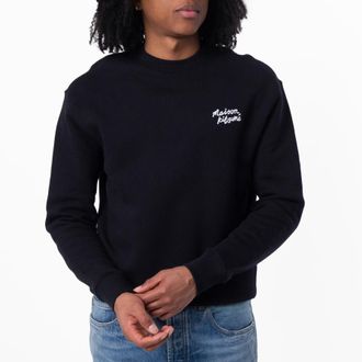 Maison Kitsun&eacute; Mens Embroidered Logo Cotton Sweatshirt, Size X-Large