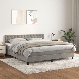 vidaXL Cama Box Spring Con Colch&oacute;n Terciopelo Gris Claro 160x200 Cm Vidaxl