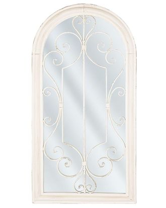 Beliani Beliani - Specchio Da Parete In Metallo Bianco 49 X 97 Cm Effetto Antico A Forma Di Finestra Vintage Campel