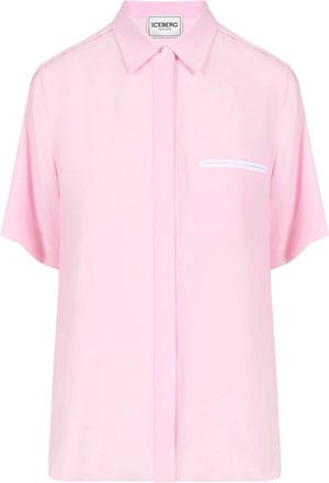 Iceberg Roze comfort fit- zijdemix cr&ecirc;pe de chine blouse - Dames - Overhemden - Roze - XS - Overhemden