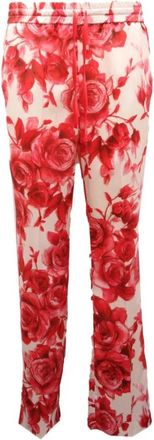 Blumarine Luxe Rozen Broek - Dames - Wijde Broeken - Rood - 2XS - Broeken