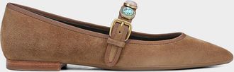 Veronica Beard Selene Charms Suede Ballerina Flats