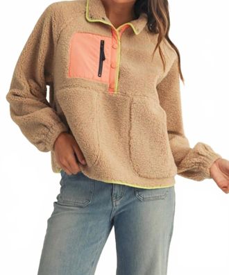 Lovlov Daily Colorblock Button Pullover In Desert Sand