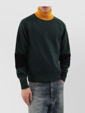 1989 STUDIO turtleneck sweater with contrast collar and elbow patches