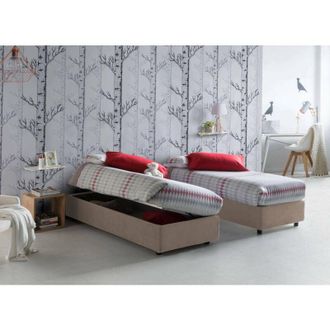 Talamo Italia Letto singolo Diana, Letto contenitore con rivestimento in tessuto, 100% Made in Italy, Apertura laterale, con materasso Cm 80x190 incluso, Tortora