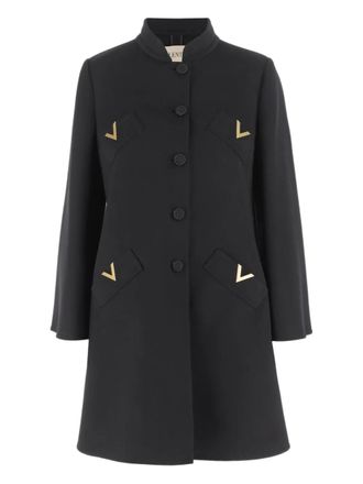 Valentino Garavani V-shaped gold-tone button coat - Black