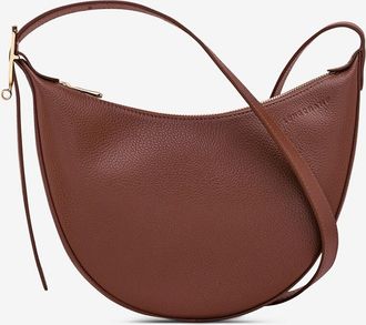 Longchamp Halbmondförmige Schultertasche aus genarbtem Leder Le Foulonné S