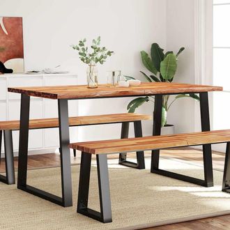 vidaXL Vidaxl - Mesa De Comedor Con Borde Vivo Madera Maciza Acacia 140x80x75cm
