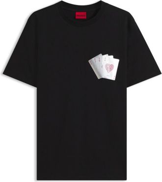 HUGO BOSS Cotton T-shirt with playing-card foil graphic