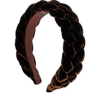 Alexandre de Paris Nocturne Braided Velvet Headband in Brown at Nordstrom