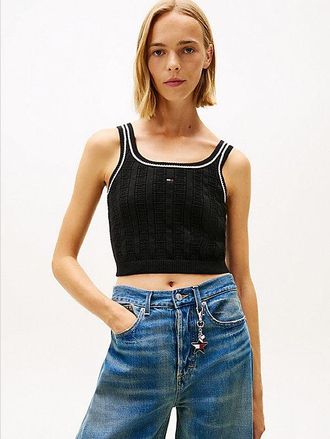 Tommy Hilfiger Top de punto trenzado con logo