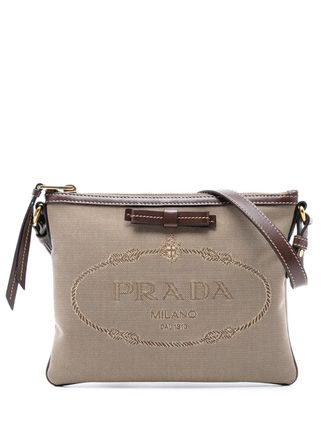 Prada 2000-2025 Canvas Canapa Logo Bow crossbody bag - Brown
