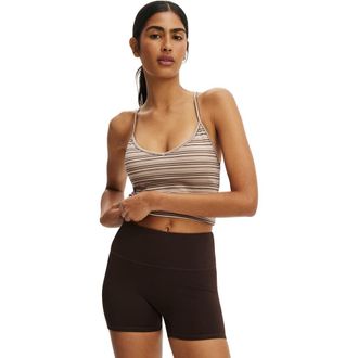Cotton On Womens Active Ultra Soft Scoop Racer Back Tank in Latte Stripe at Nordstrom, Size Xx-Small