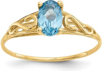 Diamond2Deal 14k Yellow Gold Blue Zircon Ring
