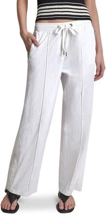 DKNY Front Seam Nylon Straight Leg Pants in White at Nordstrom, Size X-Large