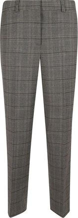 PESERICO Pantalone Quadro in flanella misto lana stretch - Dames - Straight fit broeken - Grijs - L - Wol - Broeken