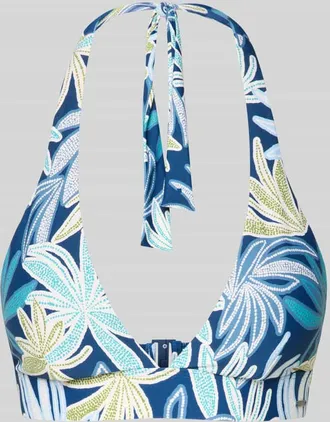 Marc O'Polo Bikini-Oberteil mit Neckholder Modell BOHEMIAN LEAF TRIANGLE in Blau, Gr&ouml;&szlig;e XL