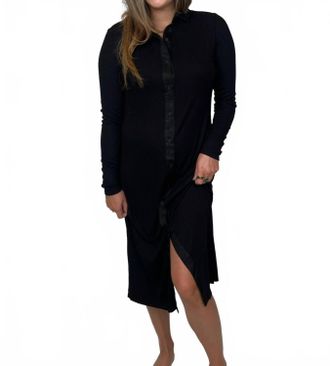 Bella Dahl Rib Button Down Shirt In Black