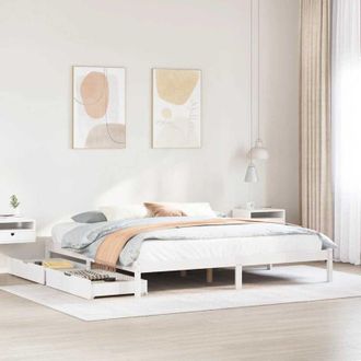 vidaXL Vidaxl - Cama Sin Colch&oacute;n Madera Maciza De Pino Blanca 180x200 Cm