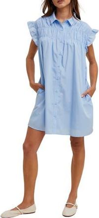 Wishlist Flutter Sleeve Button-Up Shift Dress in Sky at Nordstrom Rack, Size Small