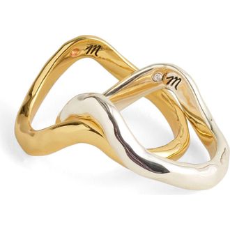 Madewell Set of 2 Hammered Sculptural Stacking Rings in Mixed Metal at Nordstrom, Size 8