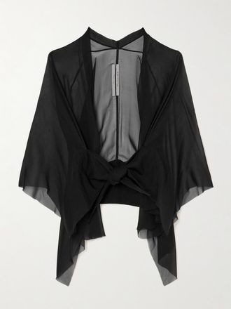 Rick Owens Giacca Asimmetrica In Chiffon Di Seta - Nero