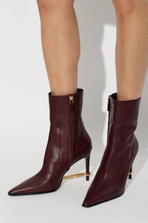Dsquared2 Leather Ankle Boots With Appliqu&eacute;, Womens, Burgundy