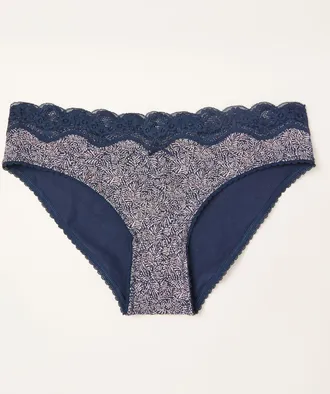 Fat Face FatFace Navy Leaf High Leg Knickers