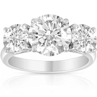 Pompeii3 3 1/4 Ct Three Stone Diamond Engagement Ring 14k White Gold