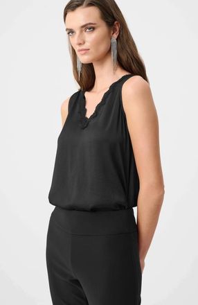 Joseph Ribkoff Recycled Satin Sleeveless V-Neck Top in Black at Nordstrom, Size 16