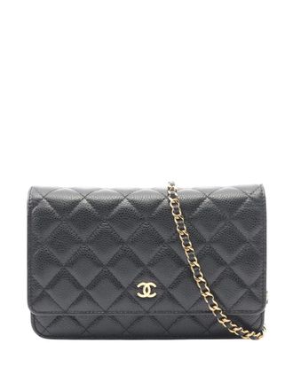 Chanel 2021-2025 CC Quilted Caviar Wallet on Chain crossbody bag - women - Calf Leather - One Size - Black