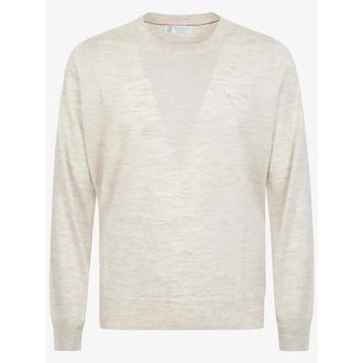 Brunello Cucinelli Light Beige Silk Linen Sweater, Brand Size 52 (US Size 42)