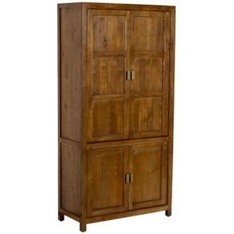 Wanderlust Deco Armario De Madera Marr&oacute;n 4 Puertas 90x40x180h Cm