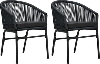 vidaXL Sillas De Jard&iacute;n 2 Unidades Rat&aacute;n Sint&eacute;tico Negro Vidaxl