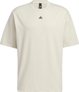 adidas Mens adidas Solid Color Logo Loose Sports Short Sleeve Creamy White T-Shirt HS4379