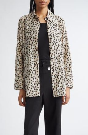 Proenza Schouler Emmeline Floral Stretch Silk Blend Button-Up Top in Sand Multi at Nordstrom Rack, Size 10