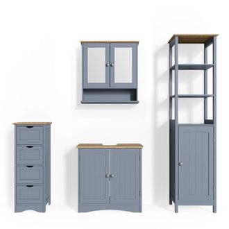 Vicco Conjunto De Muebles De Ba&ntilde;o Bianco, Gris, 4 Piezas