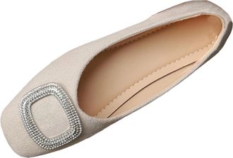 Generic Womens Slip On Shoes Casual Pumps Shoes Solid Color Retro Stylish Versatile Non-Slip Comfortable Ladies Loafers Work Walking Shopping Beige