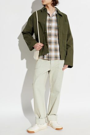 J.W.Anderson Denim Jacket With Embroidered Logo, Mens, Green