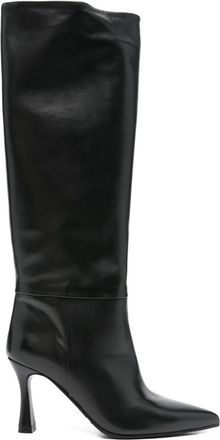 Evaluna 90 mm knielaarzen met puntige neus - Zwart