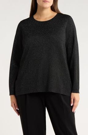 Eileen Fisher Metallic Shimmer Wool Blend Sweater in Black at Nordstrom Rack, Size 2X