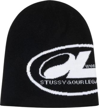 Stüssy Accessoires, unisex, Zwart, ONE Size, Oval Motif Beanie