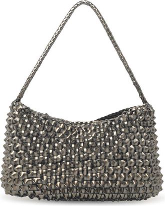 Dragon Diffusion Basil Cactus Covert Foil Silver Leather Bag