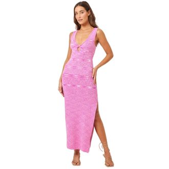 L*Space L*Space Florence Dress Womens Raspberry Pink Twist Front Side Slit FROG821